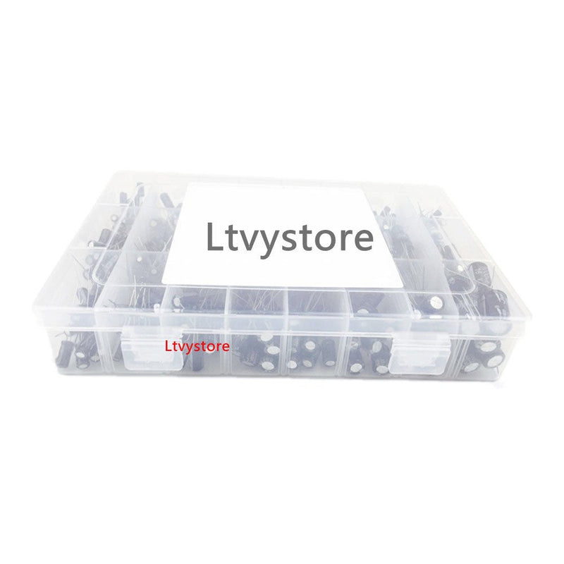 Electrolytic Capacitors Kit, Aluminum Radial Leads Capacitor Assorted Assortment Box Kit Set of 500-16V 25V 50V Capacitor, Range 0.1uF-1000uF, by Ltvystore