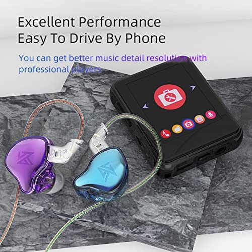 KZ EDC in-Ear Monitors, HiFi Stereo Stage/Studio IEM Wired Noise Isolating Sport Earphones/Earbuds/Headphones with Detachable Cable for Musician Audiophile (with Mic, Blue & Purple) With Mic