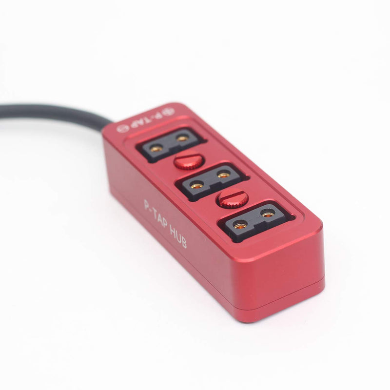 SZJELEN Triple P-TAP D-tap Splitter,D-tap to 3ports D-tap P-tap Splitter Cable for Photography Power,Dtap Three-Way Splitter (Red) Red