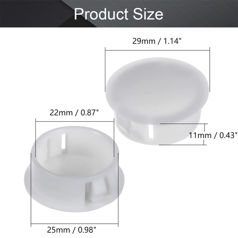 Fielect 50Pcs White Hole Plugs Plastic 25mm/1“ Round Snap Panel Locking Hole Plugs Cover Cable Snap Bushing, SKT-25