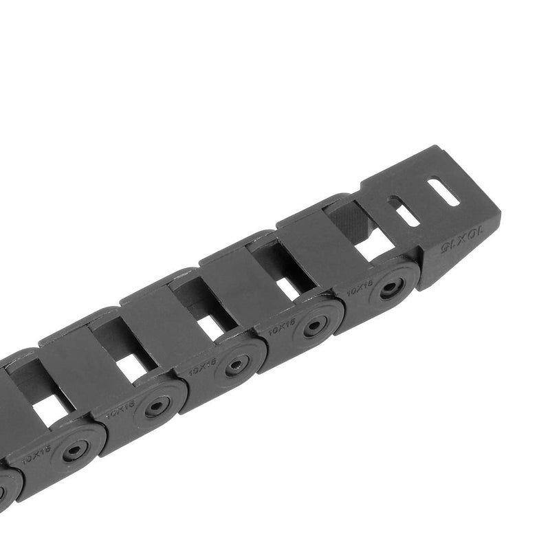 uxcell Drag Chain Cable Carrier Closed Type with End Connectors R18 10X15mm 1.5 Meter Plastic for Electrical CNC Router Machine Black