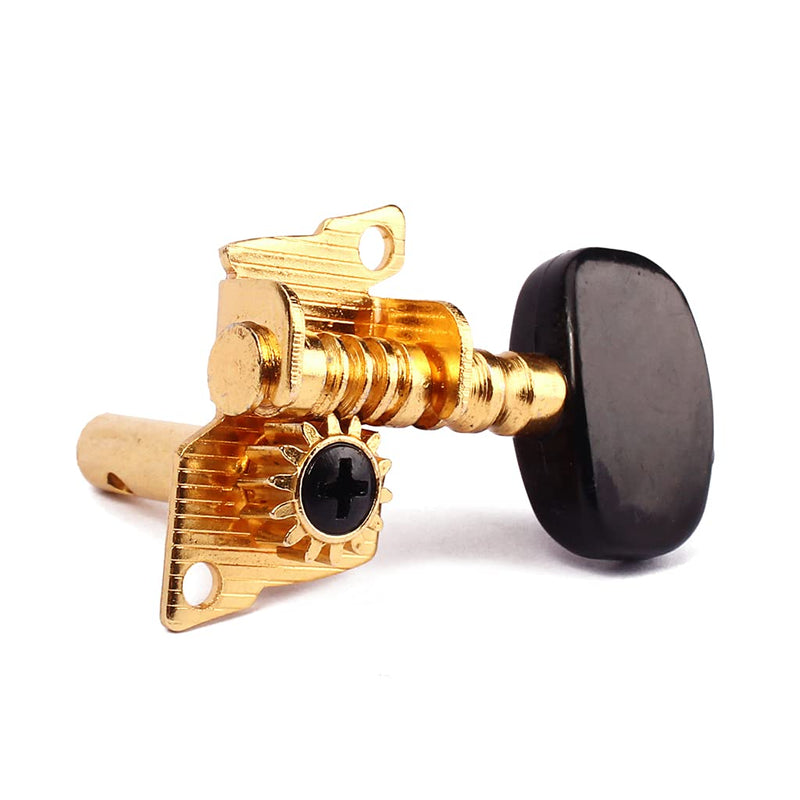 Alnicov 2R2L Tuning Peg Machine Head Open-gear Guitar Tuners for Ukulele 4 String Guitar Gold-Plated