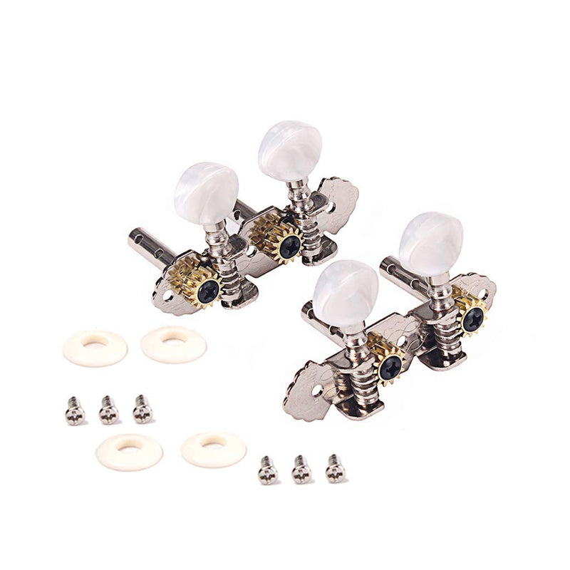 Alnicov Tuning Pegs Machine Heads 2R2L Tuners For Ukulele 4 String Guitar,Chrome