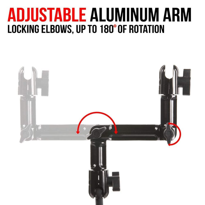 7" Aluminum Arm with Dual 20mm Ball & Socket Joints. Expandable Elbow Joint. Thumbscrew for Quick Adjustment. Tackform Enduro Series 7" Expandable Arm