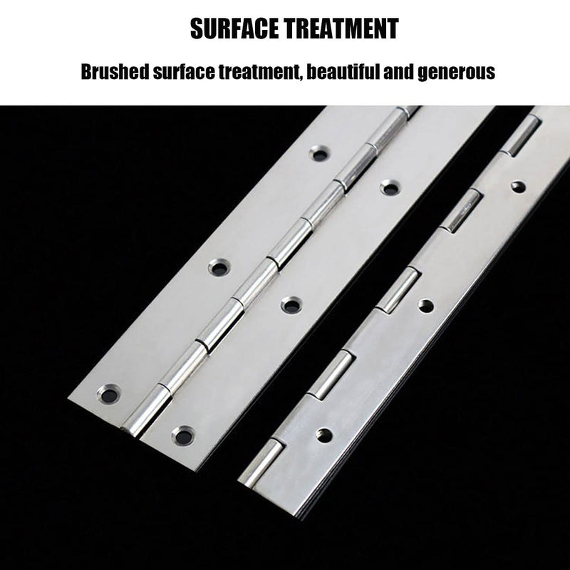4PCS 18Inch Continuous & Piano Hinges, Heavy Duty Stainless Steel Piano Hinge, Smooth Polished Folding Continuous Hinge, 0.04inch Leaf Thickness, 1.2inch Open Width Silver