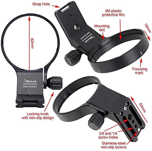 [AUSTRALIA] - Lens Collar Tripod Mount Ring Support Holder BracketCompatible with Sigma 105mm f/1.4 DG HSM Art (EF/FX/FE/L Mount) & Sigma 100-400mm f/5-6.3 DG DN OS (E/L Mount) Lens, Bottom is Arca Fit Plate 