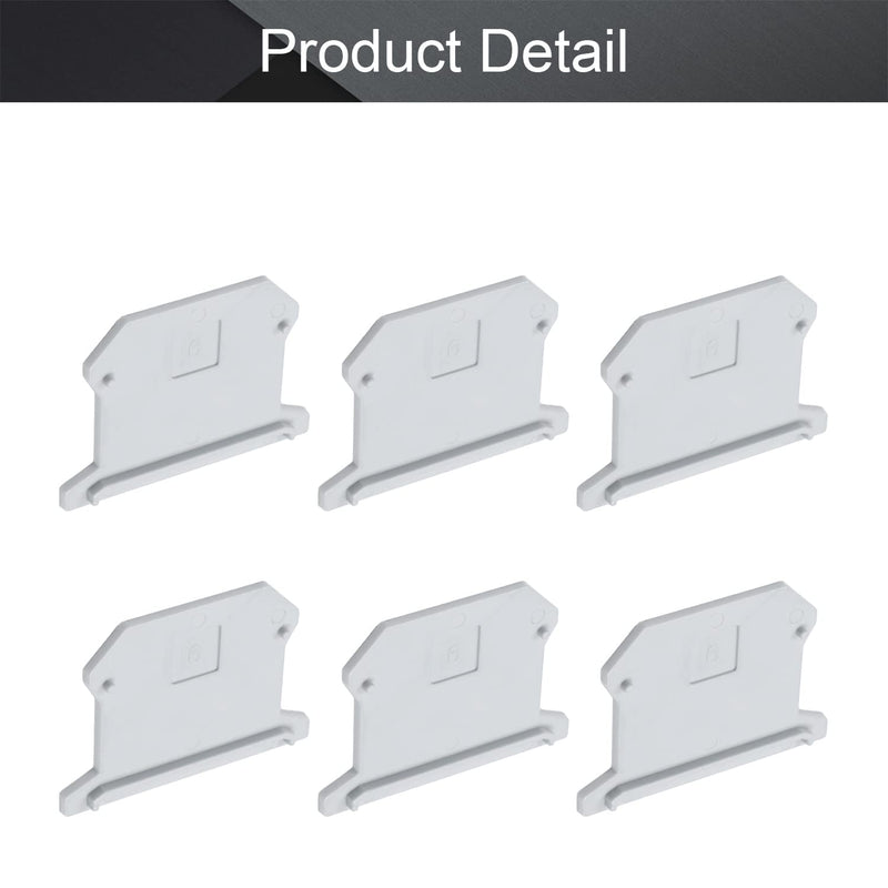 Fielect 100Pcs D-UK2.5 DIN Rail Terminal Block End Cover DIN Rail Mount Grounding Terminal Block, Gray 100 Pcs D-UK2.5