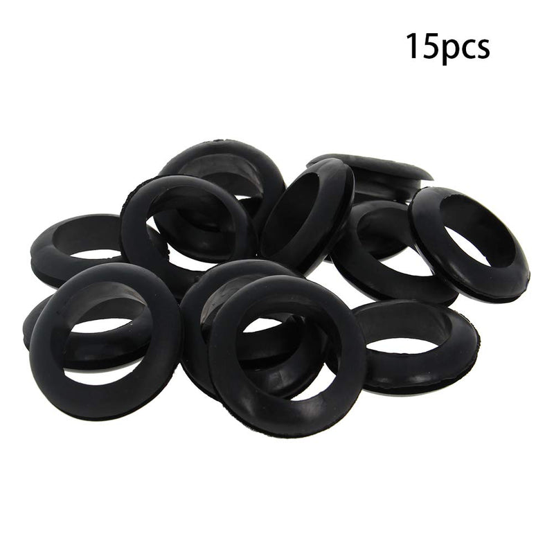 Bettomshin Rubber Grommet 15Pcs 30mm Inner Dia Oil Resistant Armature Rubber Grommets for Wiring Cable Black