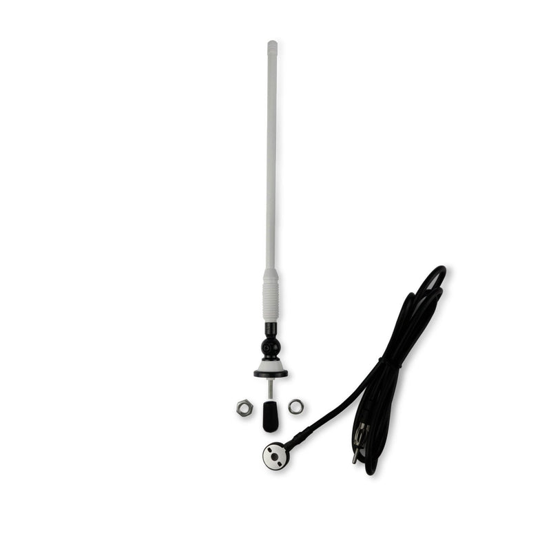Herdio Waterproof Marine Antenna Rubber Duck Dipole Flexible Mast FM AM Antenna for Boat Radio Car ATV UTV RZR SPA White
