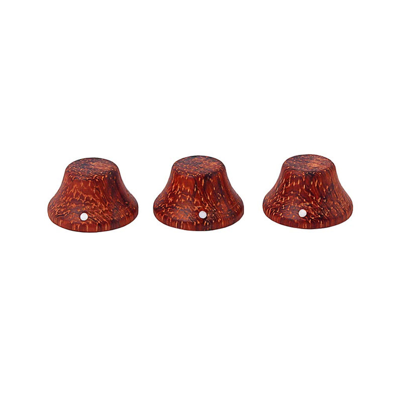Alnicov Guitar Bass Top Hat Knobs,3-Pack Wood Knobs With Indicator Dot For Lp/Strat Style Guitar,Red Wood