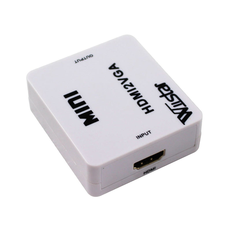 Mini HDMI to VGA Converter 1080P Audio Video Signal Output HDMI2VGA Converter for PS3 XBOX360 Blu-ray DVD Set-top Boxes PC Laptop to HDTV Projector White