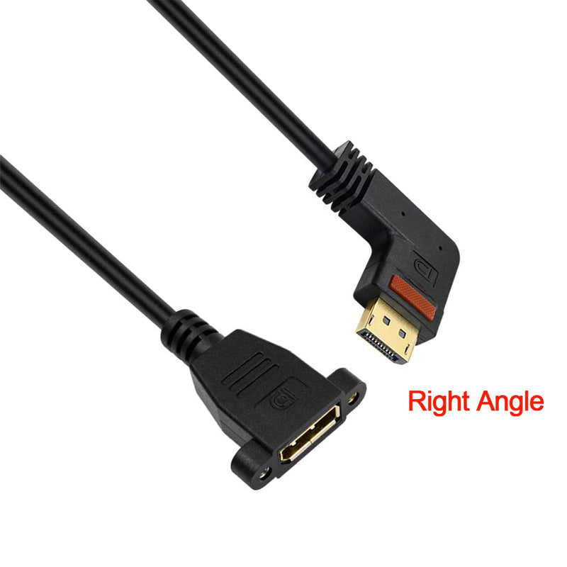 Poyiccot DP to DP Cable, Right Angle 90 Degree Displayport (DP) Male to DisplayPort (DP) Female with Screw Hole Panel Mount for Audio and Video Extension Cable12inch / 30cm （Displayport Right Angle） Right Angle DP M/F