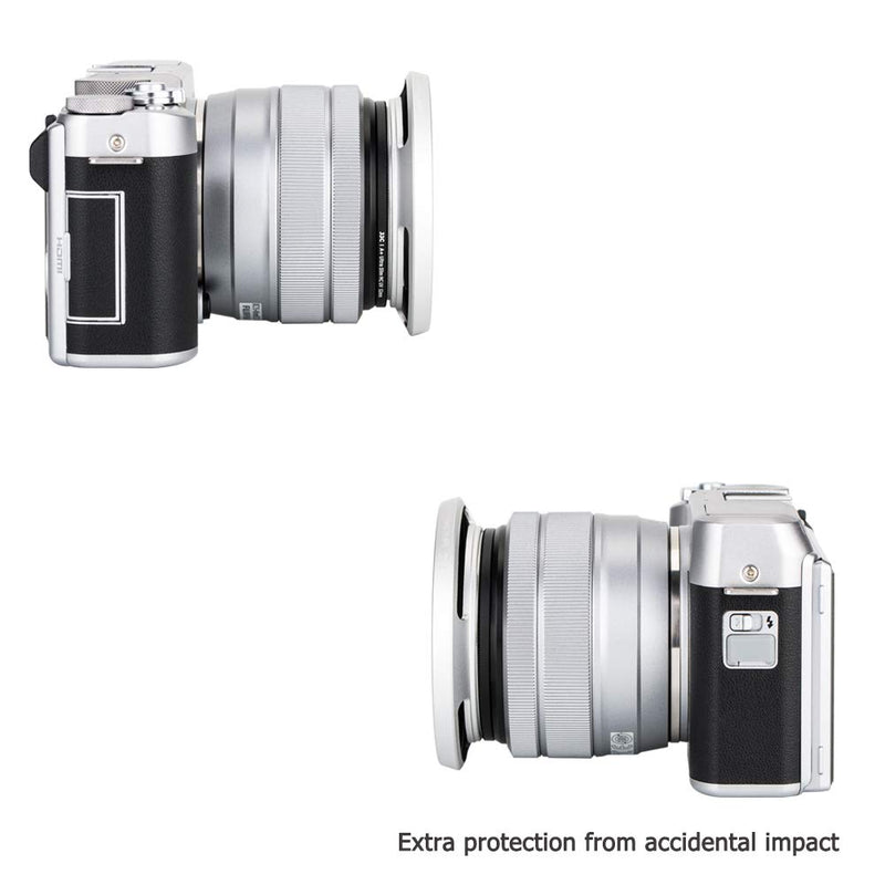 52mm Screw In Lens Hood Shade Cover for Fujifilm Fuji Fujinon XC 15-45mm F3.5-5.6 OIS PZ Lens on Camera X-T30 X-T20 X-T10 X-T200 X-T100 X-A7 X-A5 X-A10 X-E3 X-E2S XE2 X-S10 X-T4 X-T3 X-T2 Xpro3 Silver