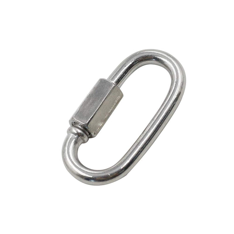 Qjaiune 24Pcs Quick Links 1/8 Inch Stainless Steel D Shape Locking Carabiner, Heavy Duty Durable Chain Connector 1/8" / 3.5mm