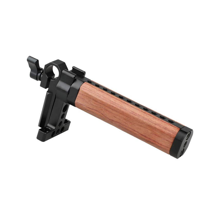 CAMVATE Brazilian Wooden Handle Grip Articulated with 15mm Rod Clamp for Camera cage (Black Knob)