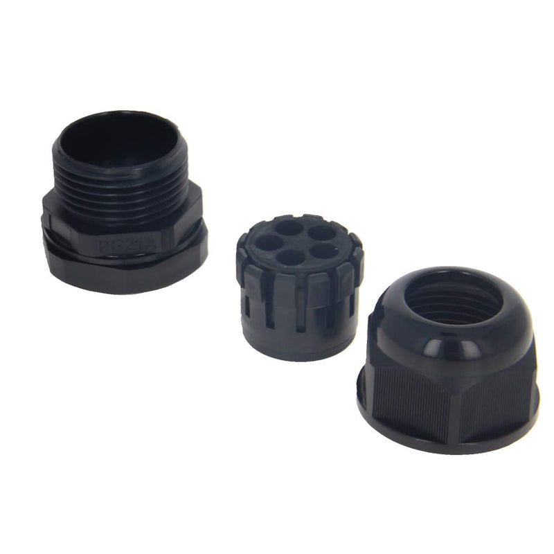 Fielect Cable Gland PG21 5 Holes Waterproof Nylon Joint Adjustable Locknut for 3-6 Dia Wire 1Pcs 5 12.5mm 28.3mm