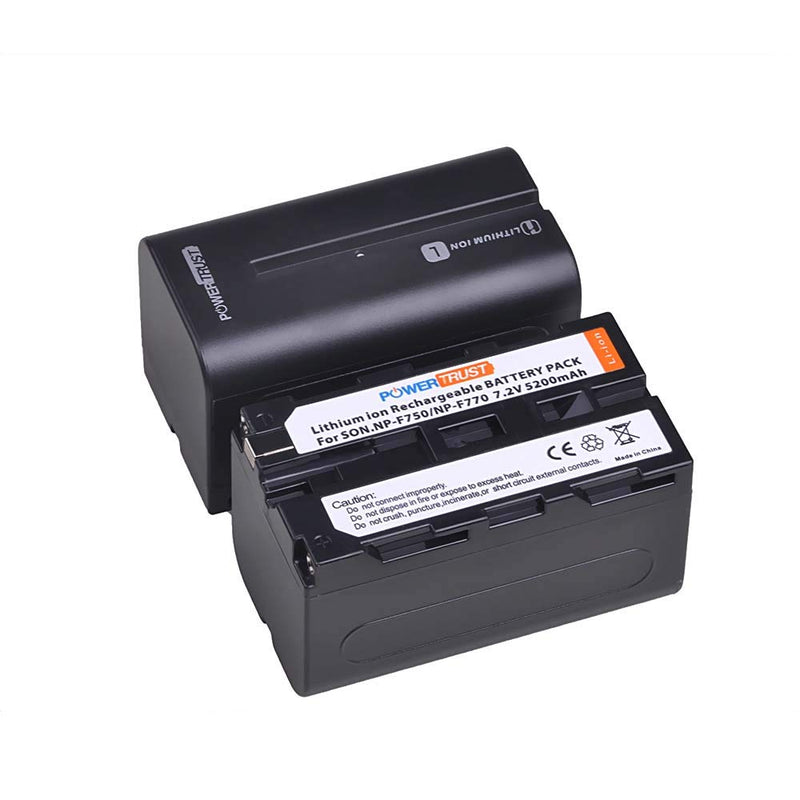 PowerTrust 2X NP-F750 NP-F770 Battery + USB Dual Charger for Sony NP-F970, NP-F960, F750, F770, F960, F550, F530, F330, F570, CCD-SC55, TR516, TR716, TR818, TR910, TR917 Camcorders