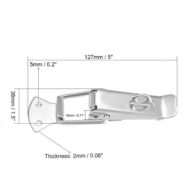 uxcell Spring Loaded Toggle Latches, 127mm Length Stainless Steel 201 Hasps Clamps for Case Box Trunk Catches, Pack of 2 (with Lock Hole)
