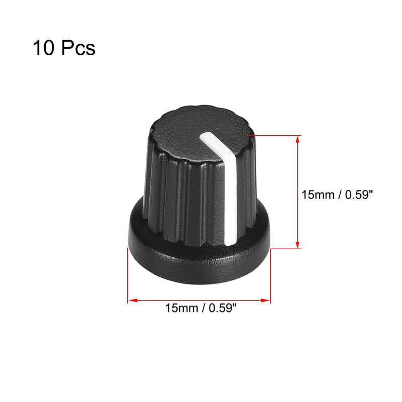 uxcell 10Pcs 6mm Shaft Hole Knob for Speaker Effect Pedal Amplifier Black Potentiometer Knob White Mark