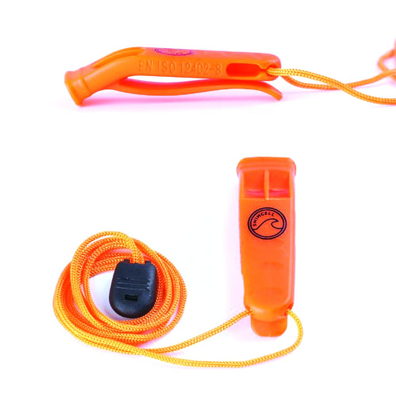 SwimCell Emergency Whistle. Marine, Safety Swimming Whistle. Orange, Pealess, 2 Tone For Rescue, Swimming, Hiking, Outdoor, Sports. Extra Loud >85dbl. 90cm Lanyard and Clip. Pack of 3.