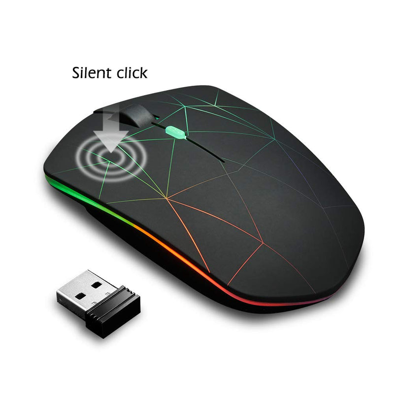 Rechargeable Wireless Mouse, Illuminating Backlit Powered by Li-Polymer Battery, Optical Sensor, Nano USB Receiver,3 Stages DPI Speed, 4 Buttons for PC, Laptop, Tablet, MacBook etc. (Net illuminating) Net illuminating