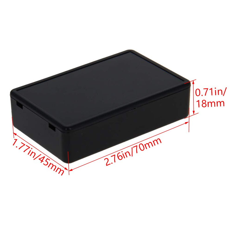 Heyiarbeit 10Pcs 2.76"x1.77"x0.71" ABS Black Dustproof Electronic Junction Box Enclosure Project Box Cord Protector For Electronic Projects 70*45*18 10pcs