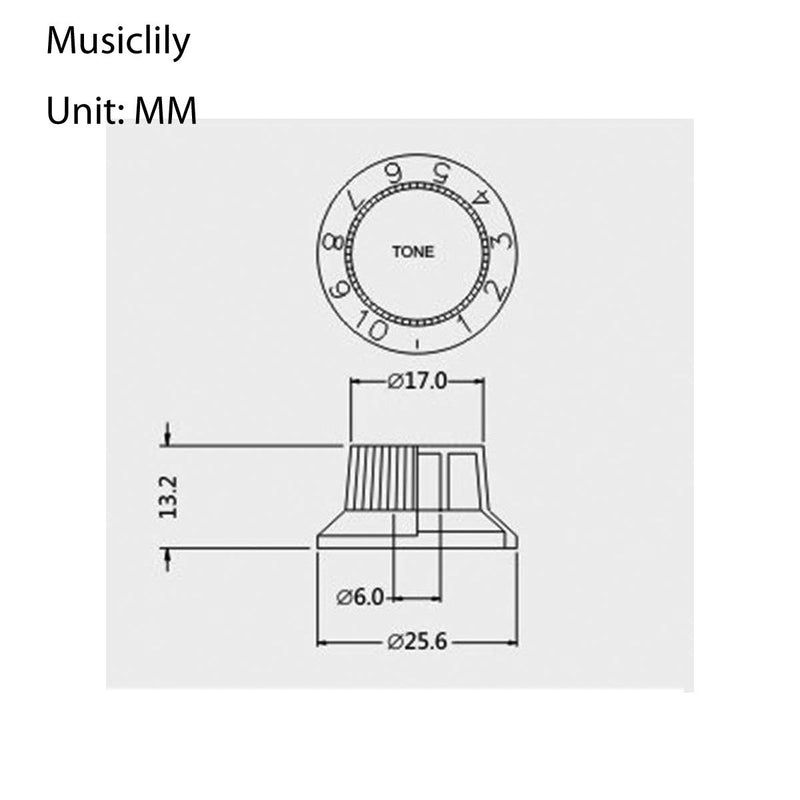 Musiclily Metric 1 Volume and 2 Tone Strat Knobs Set for Fender Stratocaster Guitar, Black