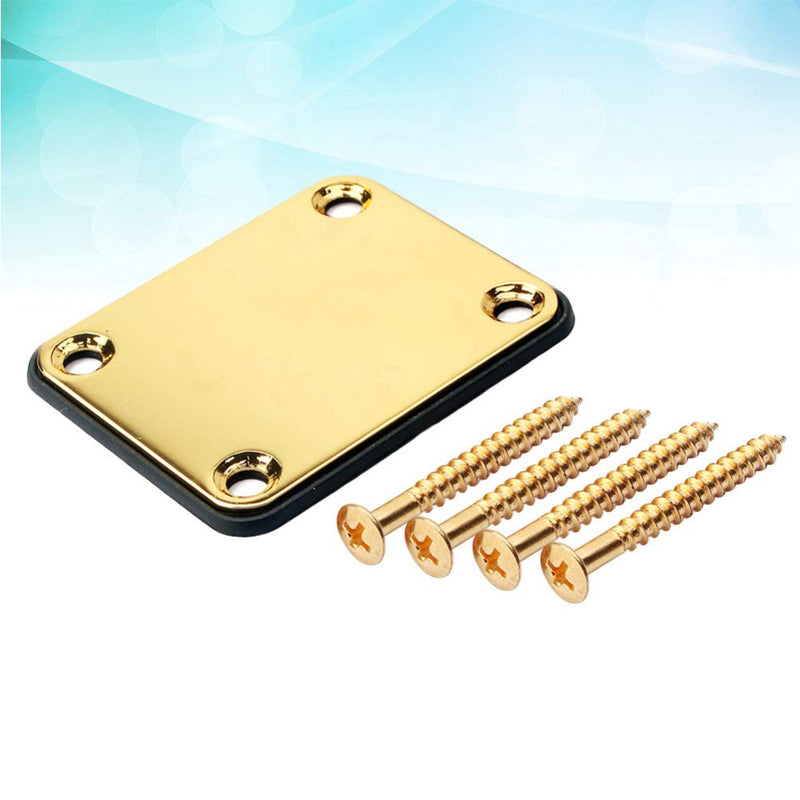 Milisten Guitar Neck Plate with 4 Screws for Strat Tele Guitar Precision Replacement for Electric Guitar Jazz Bass Golden