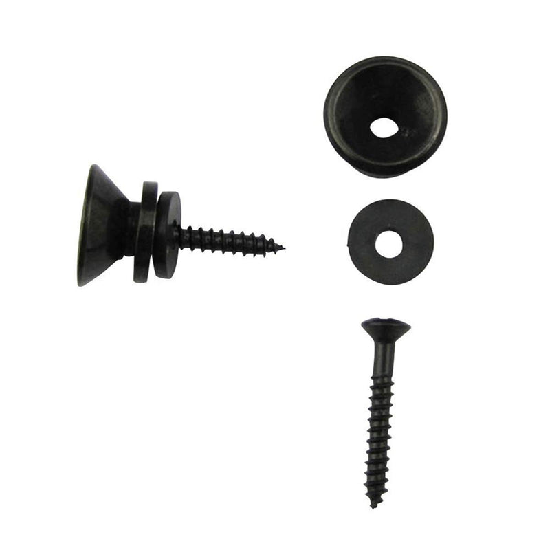 Iceyon Metal Strap Lock Buttons End Pins with Mounting Screws for Electric Acoustic Guitar Bass Ukulele Pack of 16 (Black) Black