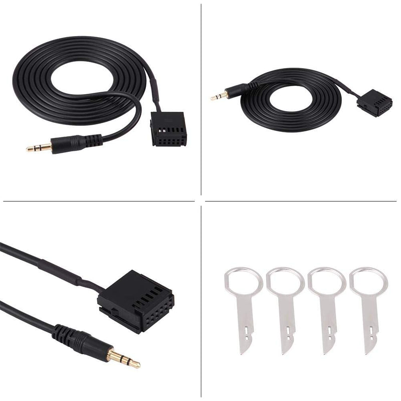 Car Audio AUX Cable, Audio Aux Auxiliary Cable Exquisite Car Aux Cable Car Audio Aux Adapter with Cd Removal Tool Keys for Fo-rd 6000cd Mon-deo Fiesta