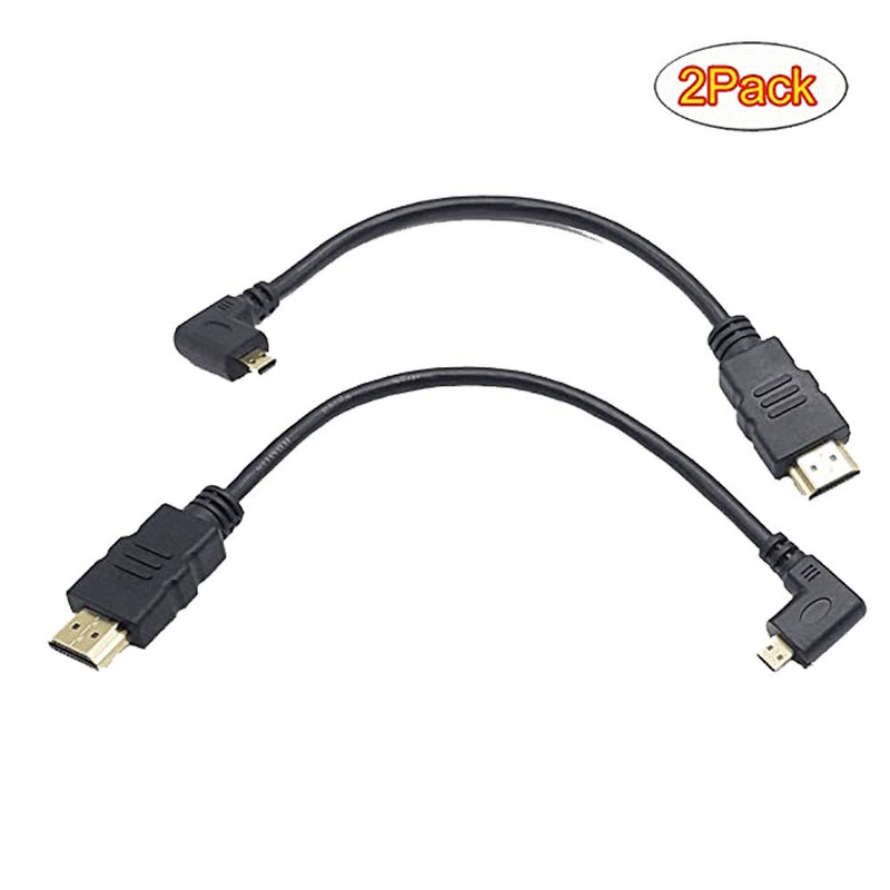 [AUSTRALIA] - Seadream 8inch 90 Degree Angle Micro HDMI Male To HDMI Male Cable Connector (2pcs:1pcs left angled+1pcs right angled) 2pcs each of left angled and right angled 