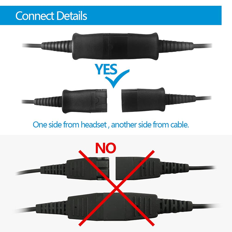 Telephone-Headset Microphone Noise-Cancelling Headphone QD - Quick Disconnect Call Center Headset with RJ09 Cables Compatible with Polycom,Yealink,Grandstream,Snom,Fanvil,Aastra,Mitel,Digium Phones