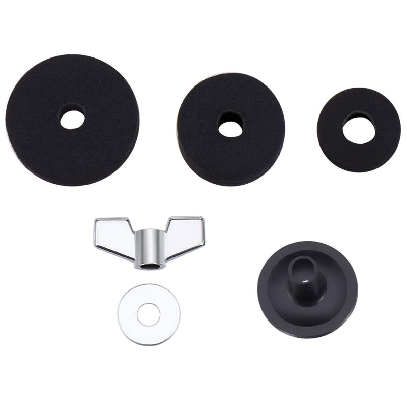 Minelife 21 Pieces Cymbal Replacement Accessories Cymbal Stand Accessories, Cymbal Felts Hi-Hat Clutch Felt Hi Hat Cup Felt Cymbal Sleeves with Base Wing Nuts and Cymbal Washer(Black)