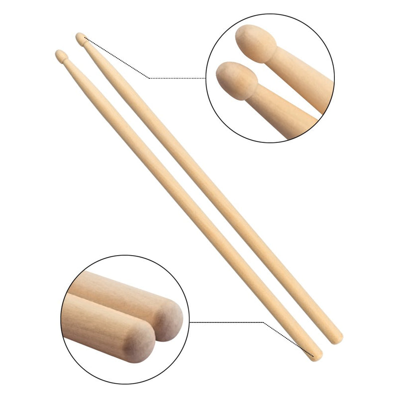 Petift Drum Sticks Set,1 Pair 5A Maple Wood Drum Sticks,1 Pair Retractable Drum Wire Brushes and 1 Pair Rods Drum Brushes set for Kids, Adults, Rock Band, Jazz Folk Students with Portable Storage Bag