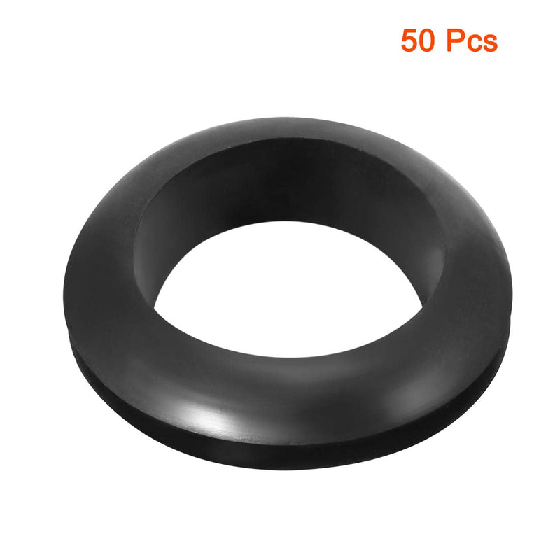 uxcell Wire Protector Oil Resistant Armature Rubber Grommet 25mm Inner Dia 50Pcs Black