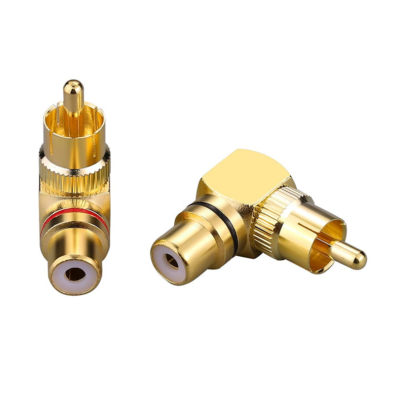 Eightnoo RCA Right Angle Adapter - 90° Female to Male Gold-Plated Connector for Wall Mounted TV as Space Saver (6) 6