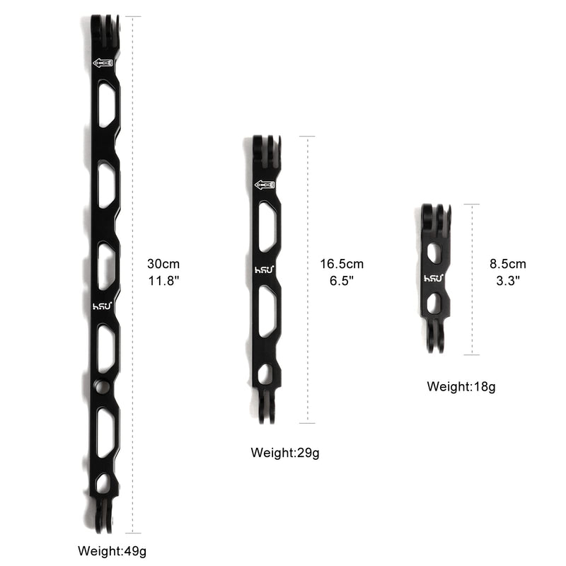(7 Pcs) HSU All Aluminum Alloy Extension Arm Kit Metal Pole Mount Helmet Stick Extension Arm Mount for GoPro Hero 10/9/8/7/6/5 Black,Session 5/4,Hero 3+, DJI Osmo Action and More (11.8”/6.5”/3.3”)