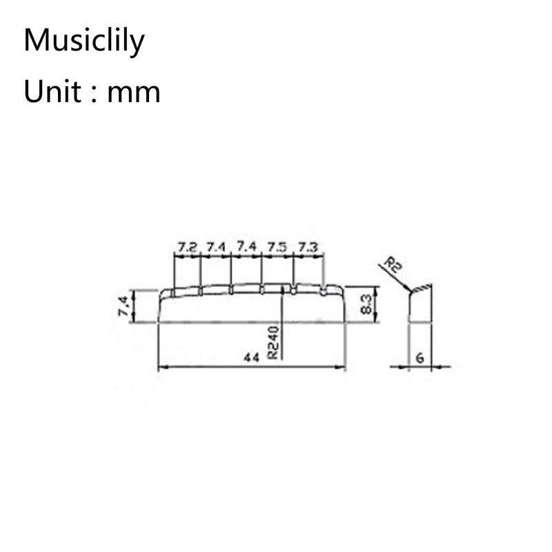 Musiclily Pro Urea Resin Plastic Slotted 44mm Electric Guitar Les Paul Nuts Flat Bottom for 6-string LP Style Guitar, Black (Set of 2)