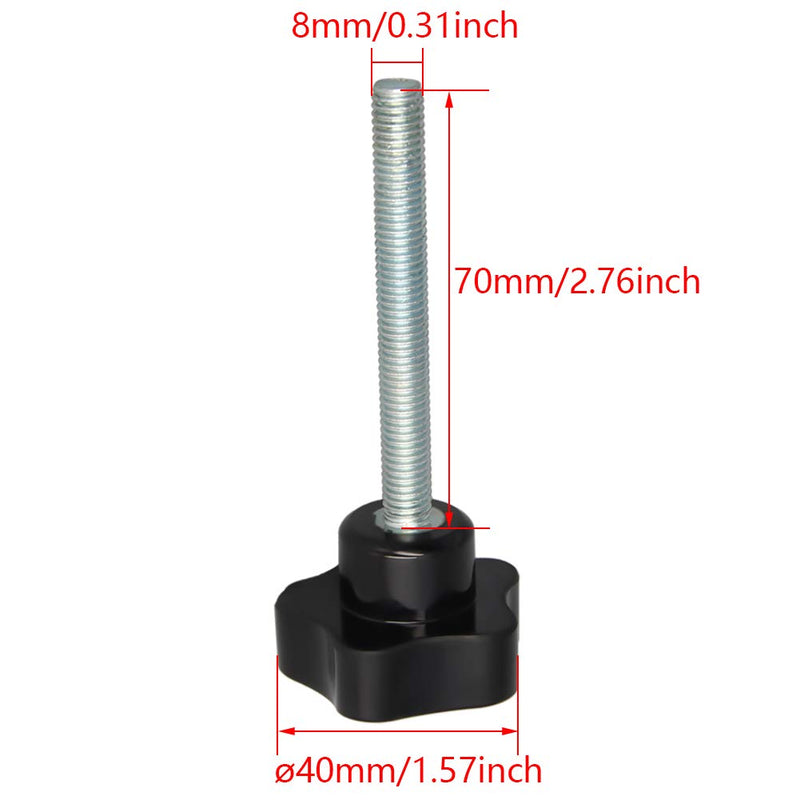Othmro 2Pcs Black 8mm(M8) x 40mm Thread Replacement Star Hand Knob Tightening Screws