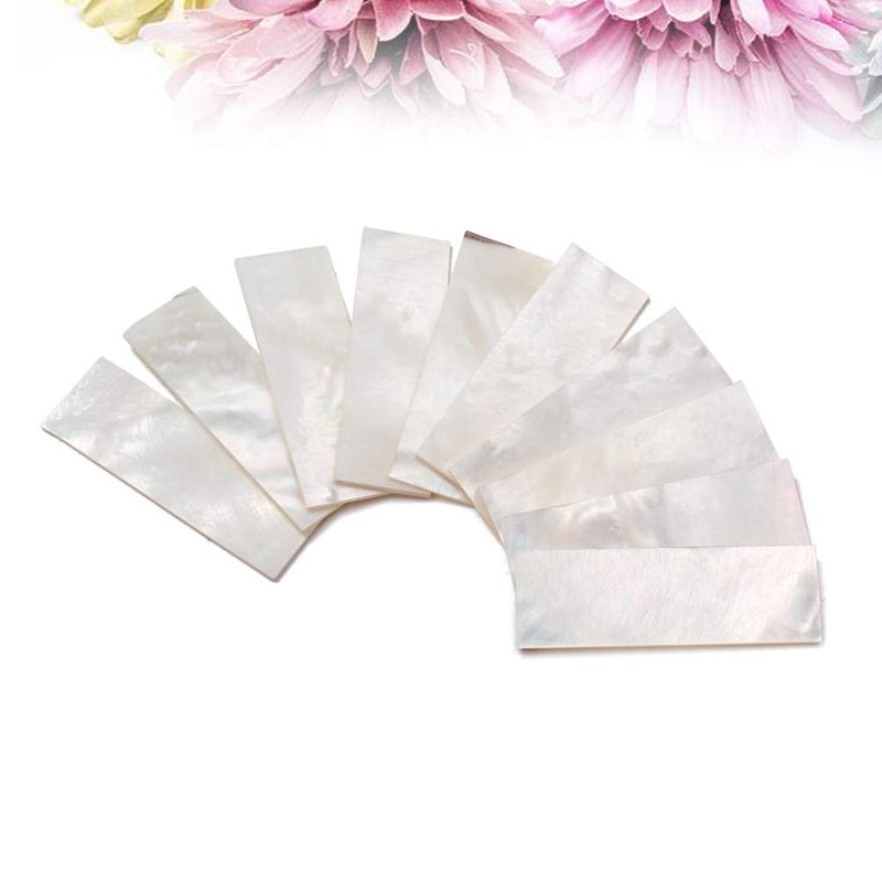 SUPVOX 10pcs Inlay Material White Mother of Pearl Shell Blanks Sheet Rectangle Inlay Material for Guitar