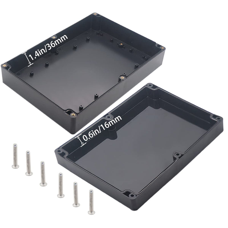 YETLEBOX Watertight Junction Box, IP67 Waterproof Project Box Durable ABS Plastic Electronic Enclosure Case for DIY Electrical Project Black 10.35" x 7.17" x 2.36"(263 x 182 x 60 mm) 10.35" x 7.17" x 2.36"