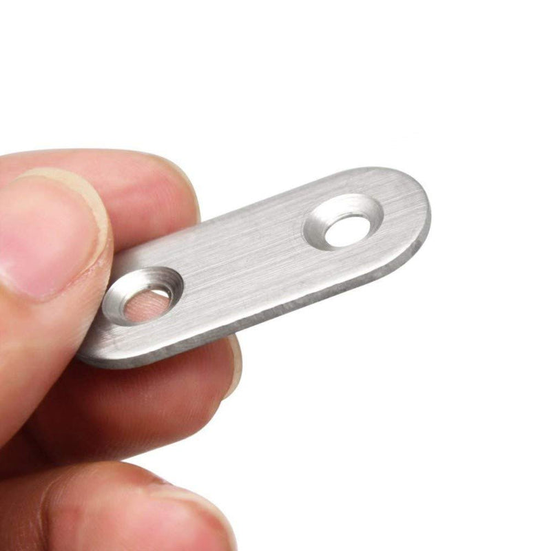 [AUSTRALIA] - Onwon 20 Pieces Straight Flat Corner Brace 37 by 16 mm Stainless Steel Joining Plate Connector Support Shelf Bracket 2 Install Holes with 48 Pieces Screws 