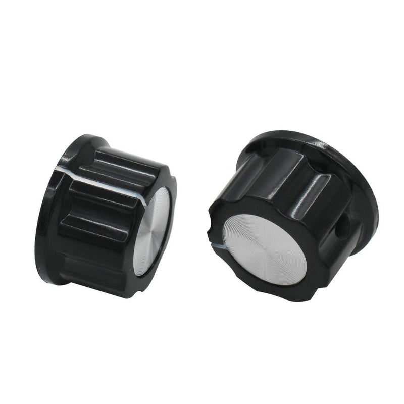 mxuteuk 10Pcs Black Potentiometer Control Knob Volume Audio Electric Guitar Bass Screw Type 26 x 15mm (d*h) + 10pcs 0-100 Scale Sheet KNOB-A03
