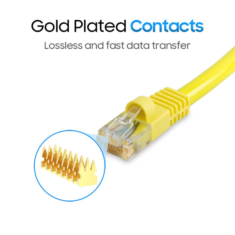 Cmple Cat5e Network Ethernet Cable - Computer LAN Cable 1Gbps - 350 MHz, Gold Plated RJ45 Connectors - 75 Feet Yellow 75FT