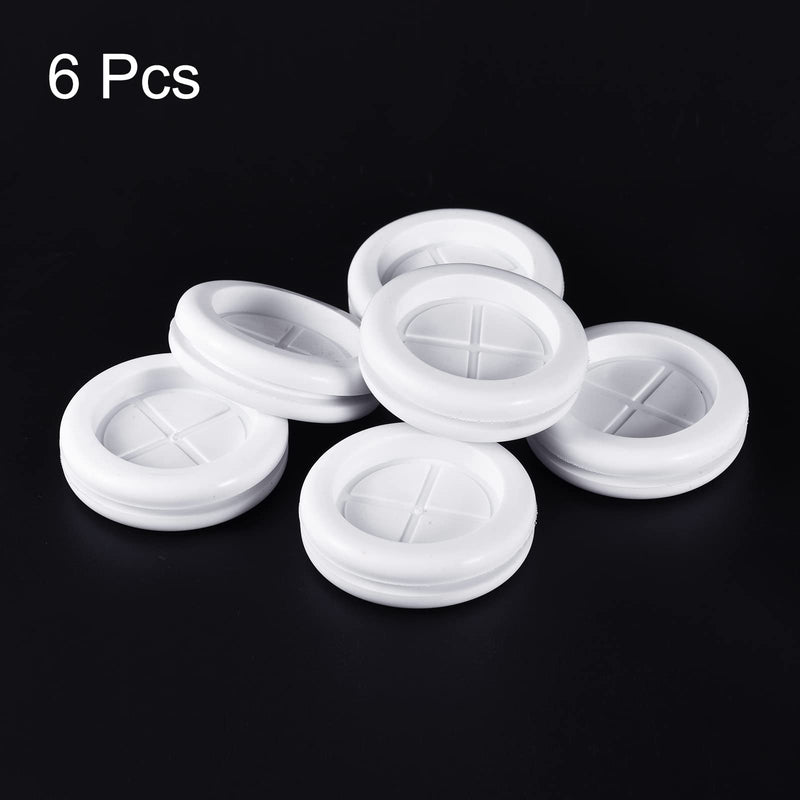 MECCANIXITY Rubber Grommet Mount Dia 42mm Round Double-Sided for Wire Protection White Pack of 6