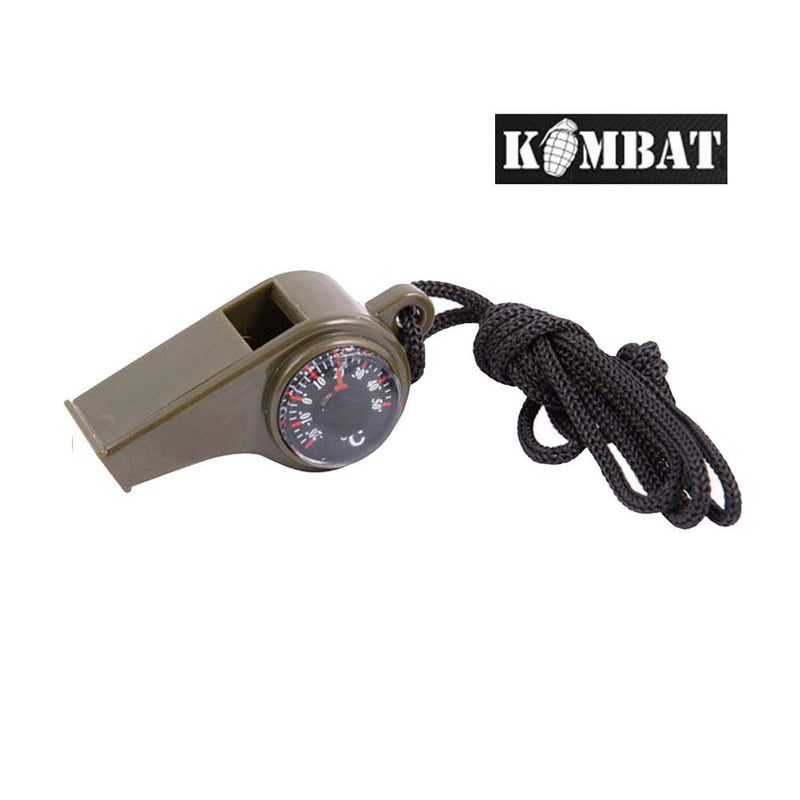 Kombat Tactical Army 3 in 1 Whistle Compass Thermometer Emergency Survival Camping Hiking