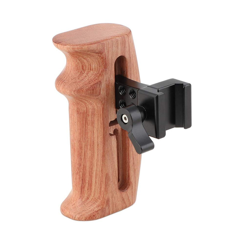 CAMVATE Wooden Handle Grip with NATO Clamp Connection for DSLR Camera Cage Rig (Swith to Fit Right/Left Hand)