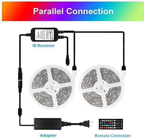 [AUSTRALIA] - Maxcio LED Strips Lights 32.8ft Sync to Music, SMD 5050 RGB Color Changing LED Strip with 40-Key IR Remote Dimmable IP65 Waterproof LED Rope Light with UL Listed Adapter for Bedroom, Home Music 32.8ft 