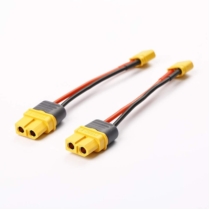 NIDICI 4pcs XT30 Male to XT60 Female Plug Connector Adapter with 10cm 16AWG Silicone Wire for 2S LiPo Battery Micro FPV Drone