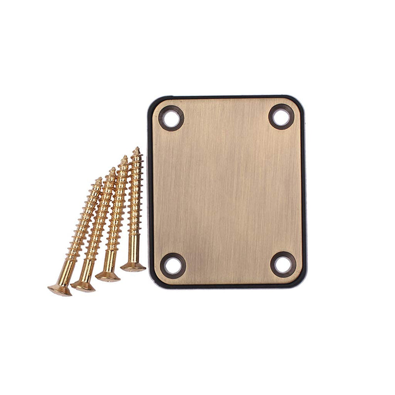 Alnicov Electric Guitar Neck Plate with 4 Screws For Strat Tele Style Electric Guitar Bass Brass